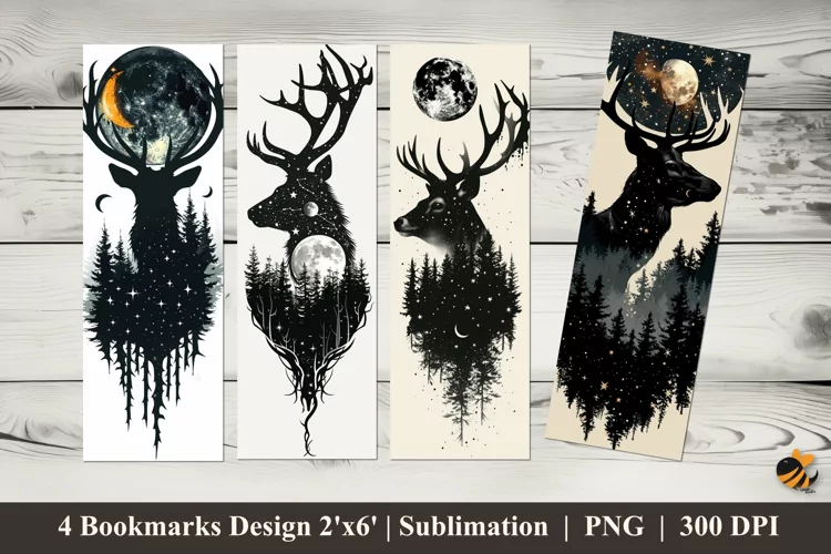 Deer Silhouette Bookmarks Sublimation Design