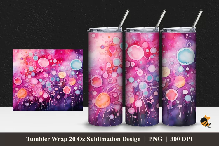 Painting Microorganisms Tumbler Wrap Sublimation Design 1