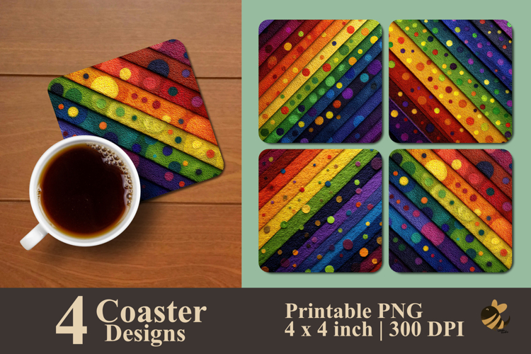 Rainbow Groove Coaster Sublimation Design