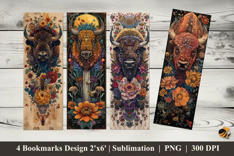 Bison Head Bookmarks Sublimation Design