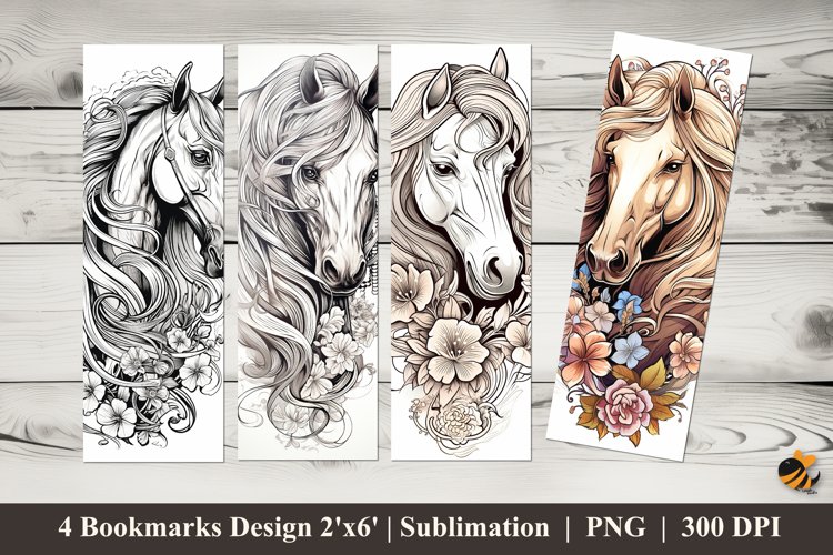 Horse Tattoos Bookmarks Sublimation Design