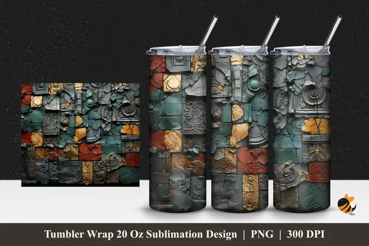 Bali Texture Tumbler Wrap Sublimation Design 1