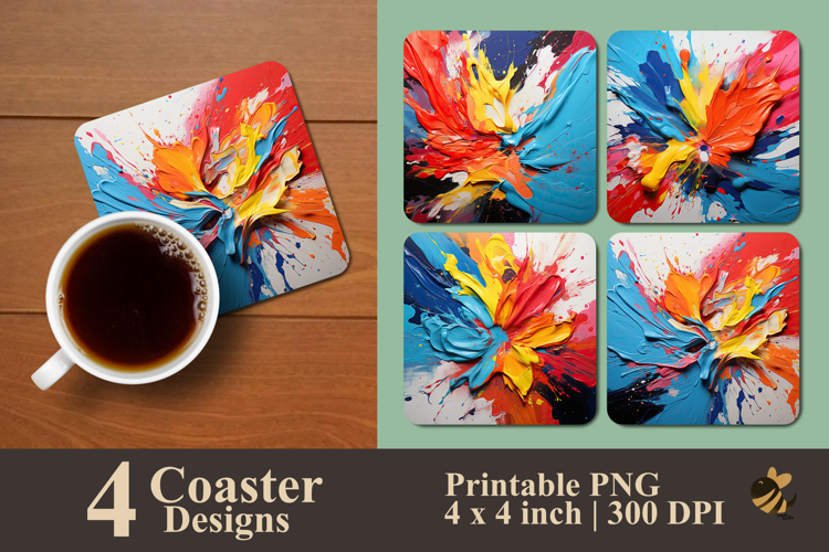 Color Burst Abstract Coaster Sublimation Design