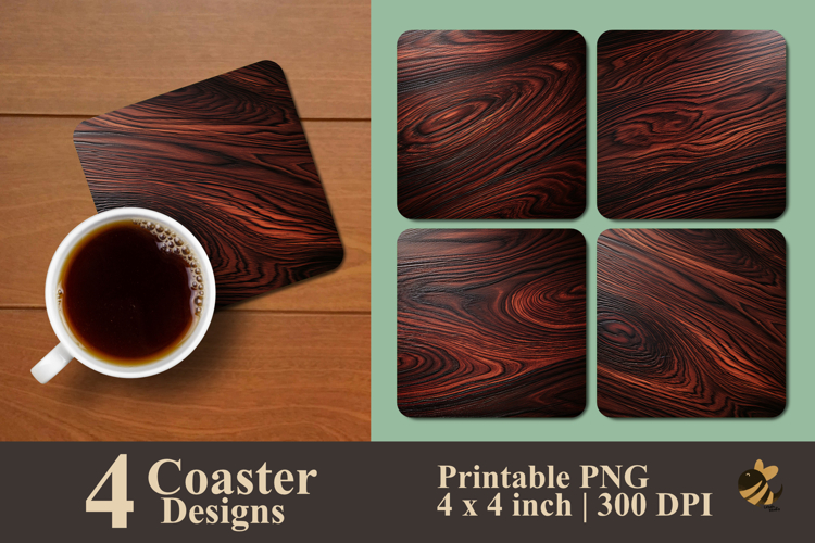 Rosewood Textured Coaster Sublimation Design