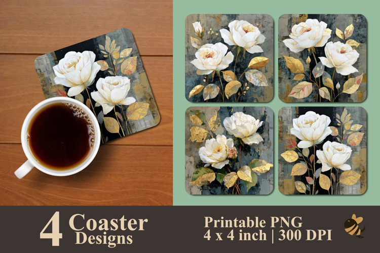 Contemporary Flower Coaster Sublimation Design