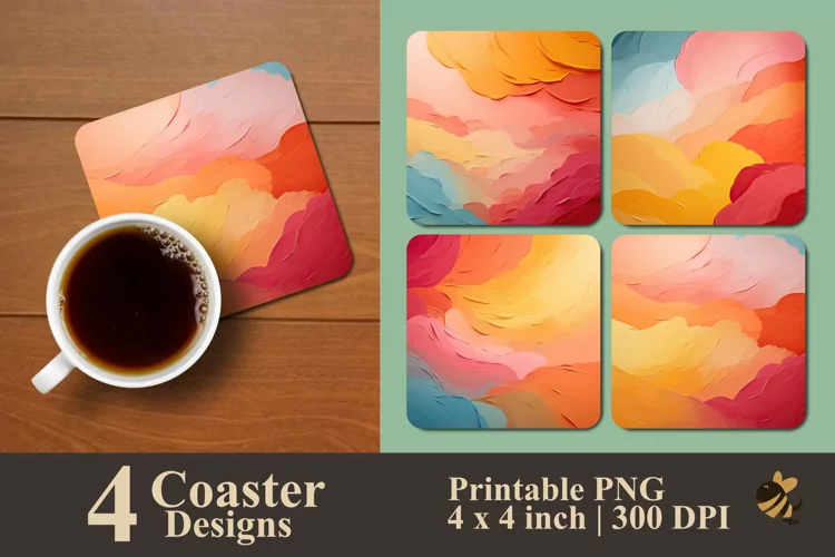 Harmony Abstract Color Coaster Sublimation Designs