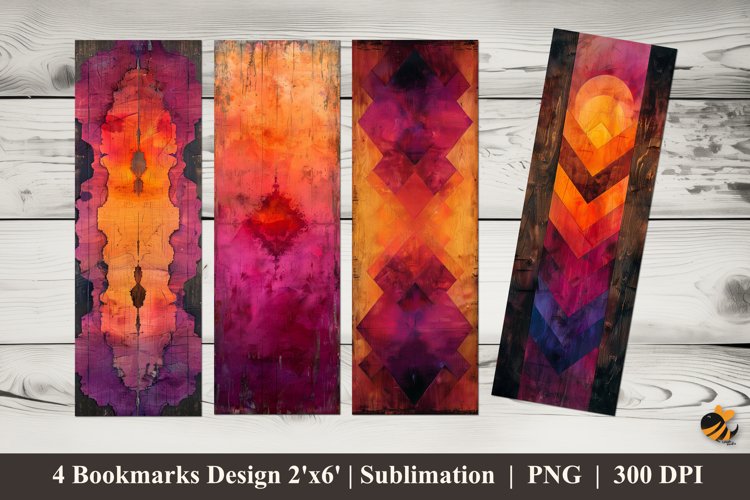 Wood Art Abstract Bookmark Sublimation Design example image 1
