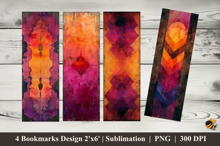 Wood Art Abstract Bookmark Sublimation Design
