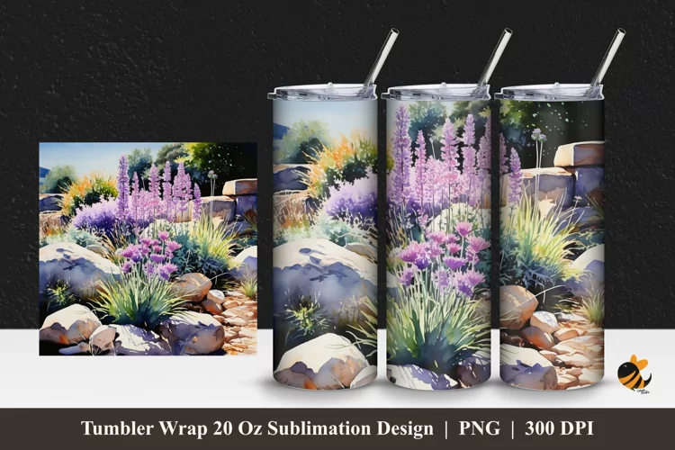 Wild Lavender Tumbler Wrap Sublimation Design 1