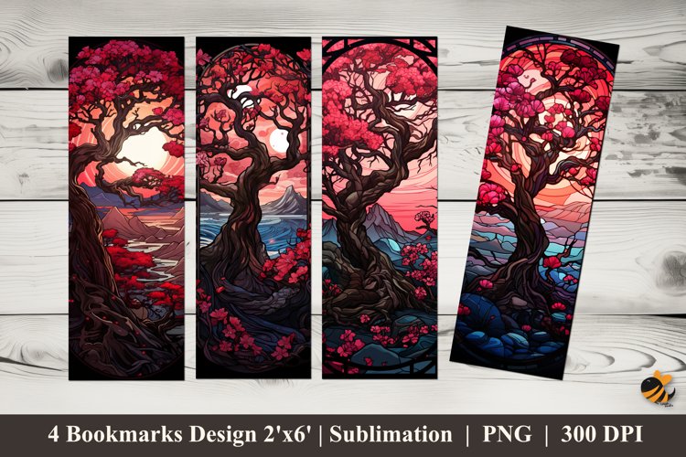 Blooming Bonsai Tree Bookmarks Sublimation Design example image 1