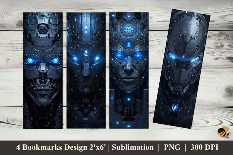 Mecha Face Bookmarks Sublimation Design