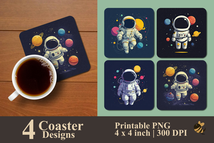 Astronaut Floating In Space Coaster Sublimation Design