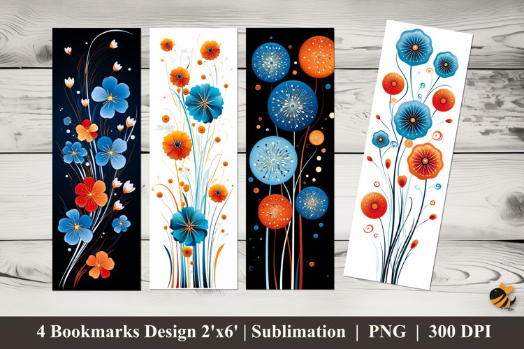 Abstract Floral Bookmarks Sublimation Design example image 1