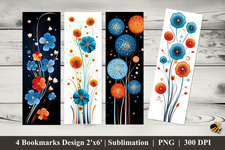 Abstract Floral Bookmarks Sublimation Design