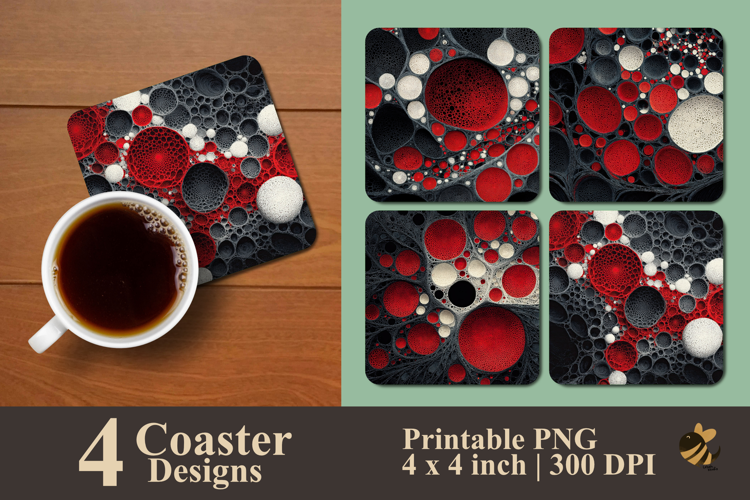 Crimson Bubble Universe Coaster Sublimation Design