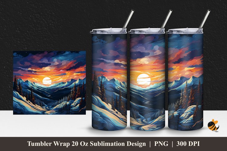 Hill View Tumbler Wrap Sublimation Design 1