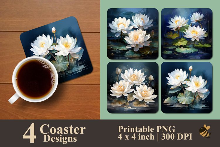 Beauty Lotus Coaster Sublimation Designs