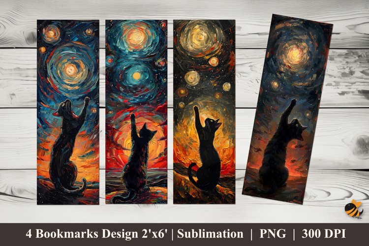Abstract Cat Painting Bookmarks Sublimation Design