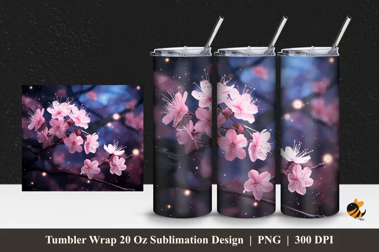 Flower of Love Tumbler Wrap Sublimation Design 1