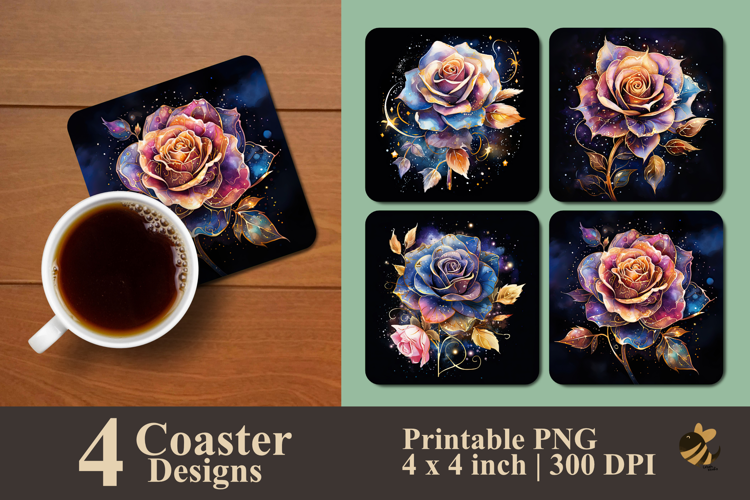 Celestial Rose Coaster Sublimation Design