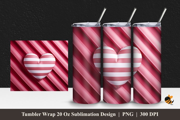 Love Stripe Tumbler Wrap Sublimation Design 1 example image 1