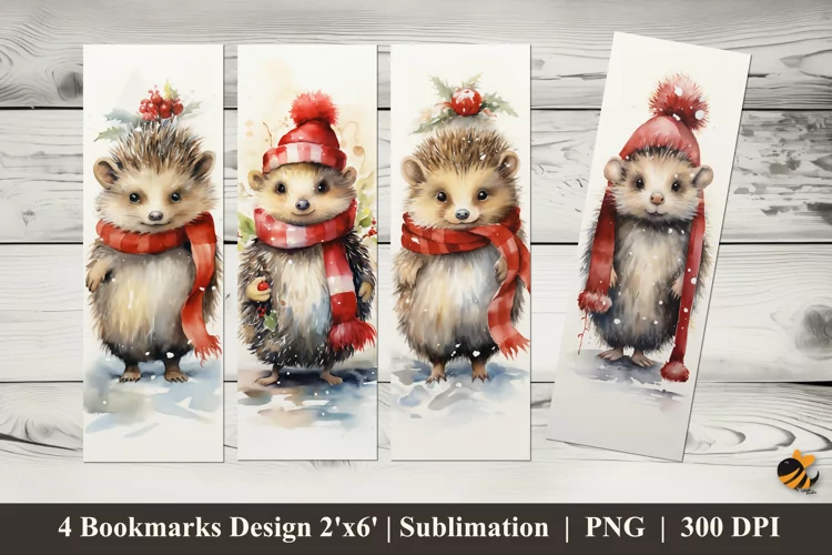 Cold Hedgehog Bookmarks Sublimation Design