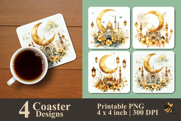 Happy Ramadhan Coaster Sublimation Designs