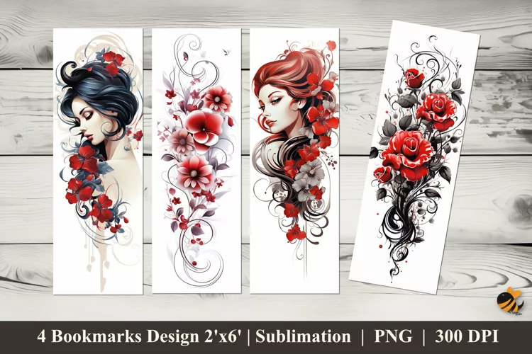 Graceful Bloom Bookmarks Sublimation Design