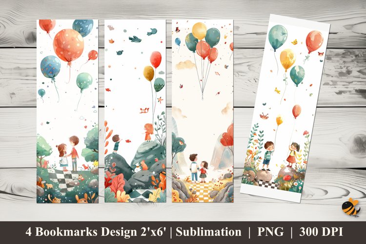 Happy Children's Bookmarks Sublimation Design example image 1