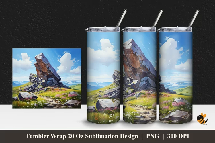 Big Stone Charm Tumbler Wrap Sublimation Design 1
