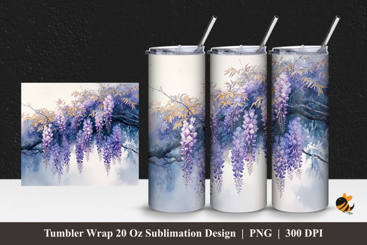 Wisteria Flower Tumbler Wrap Sublimation Design 1 example image 1
