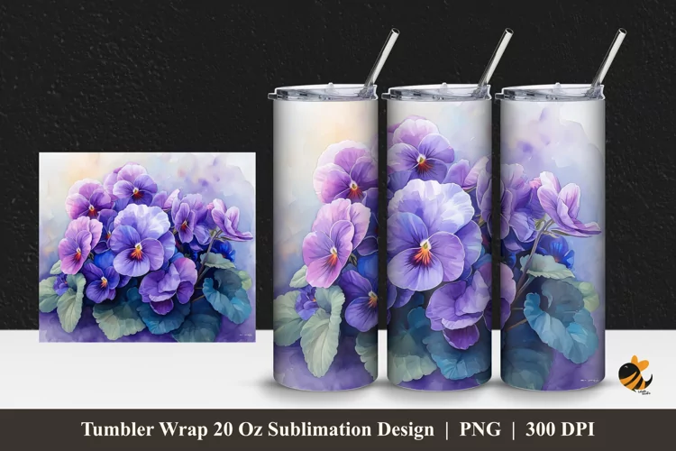 African Flower Tumbler Wrap Sublimation Design 1