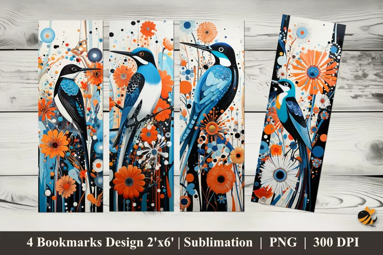 Bird Abstract Bookmarks Sublimation Design