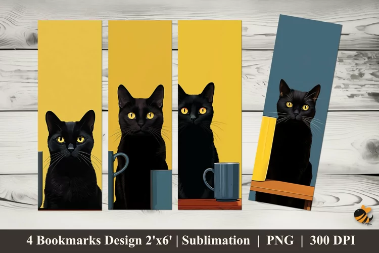 Cat Coffee Bookmarks Sublimation Design