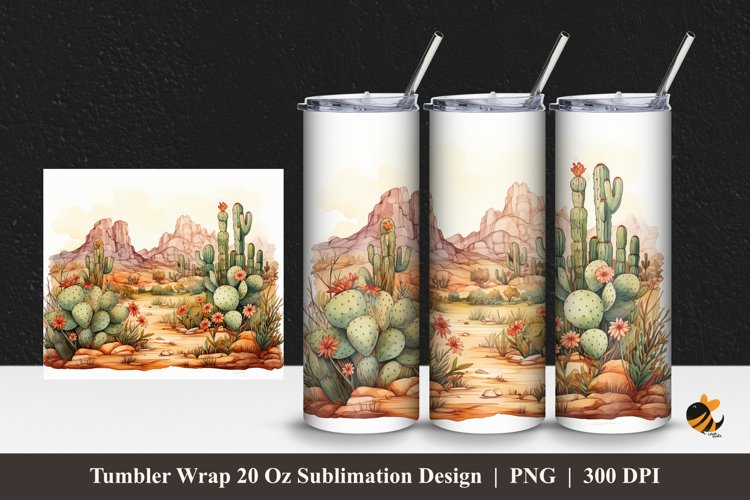Hill Desert Tumbler Wrap Sublimation Design 1