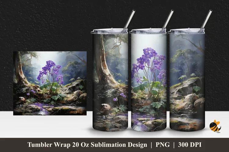 Futuristic Purple Tumbler Wrap Sublimation Design 1