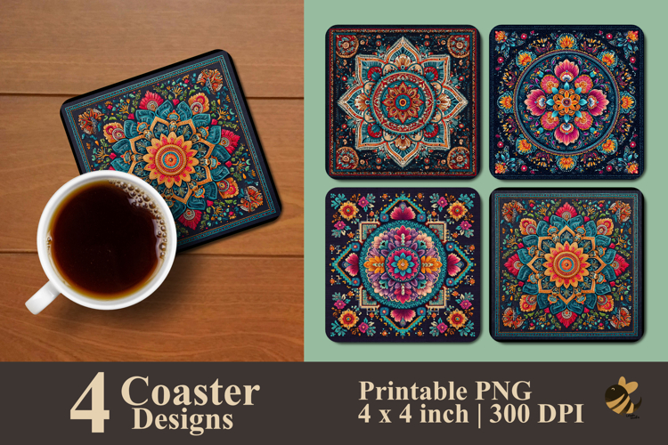 Elegant And Symmetric Coaster Sublimation Design