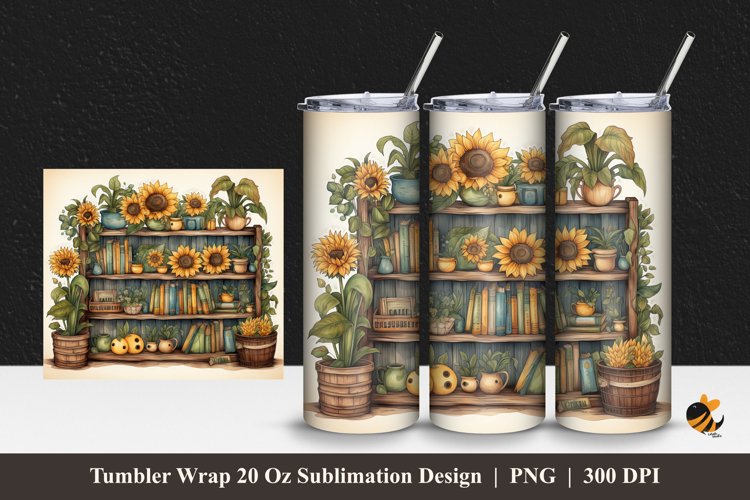 Library Tumbler Wrap Sublimation Design 1