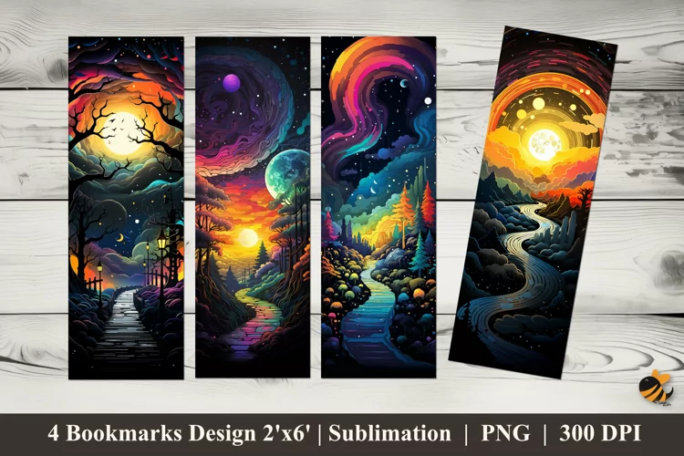 Colorful Fantasy Bookmarks Sublimation Design
