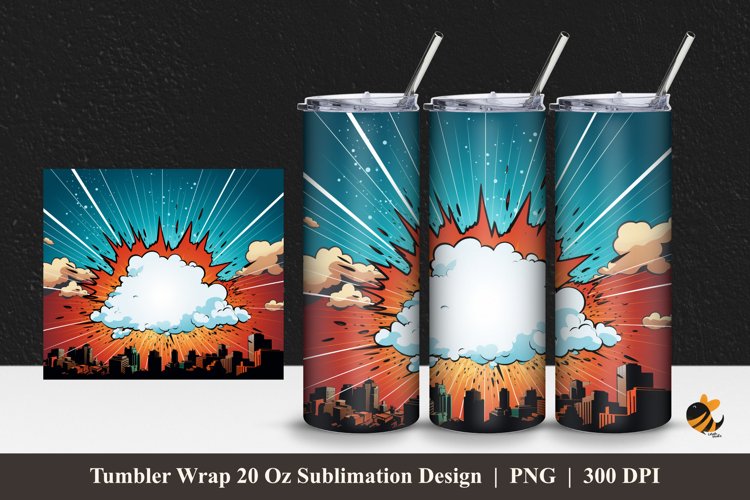 Comic Effect Tumbler Wrap Sublimation Design 1