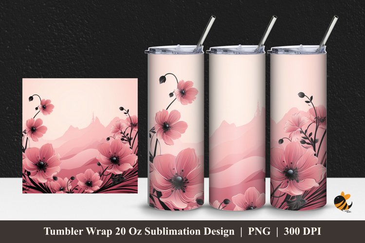 Beauty Floral Tumbler Wrap Sublimation Design 1