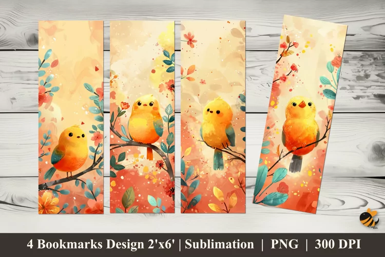 Cute Bird Bookmarks Sublimation Design