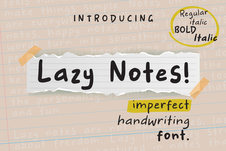Lazy Notes - Note Taking Font