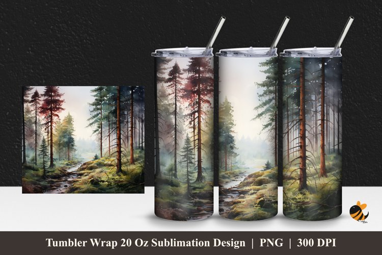Misty Forest Tumbler Wrap Sublimation Design 1