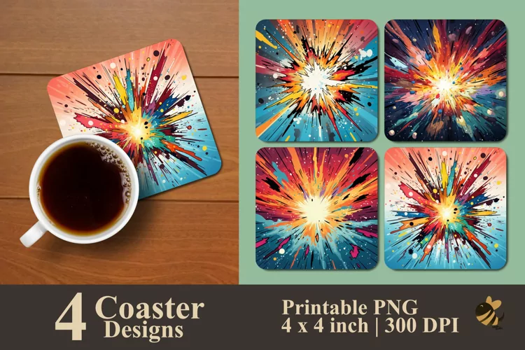 Explosion Coaster Sublimation Designs