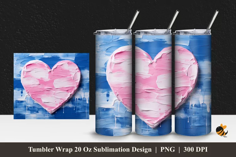Painting Oil Love Tumbler Wrap Sublimation Design 1