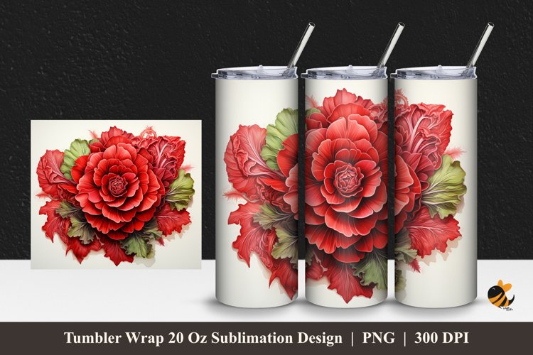 Red Lettuce Tumbler Wrap Sublimation Design 1