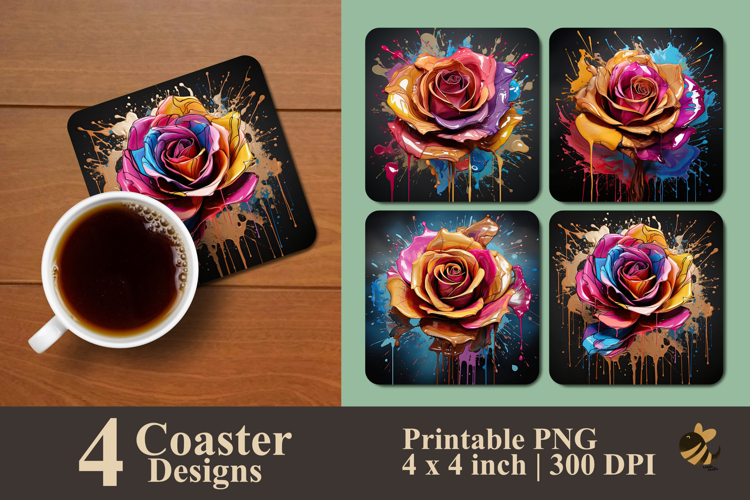 Fluid Shape Rose Coaster Sublimation Design