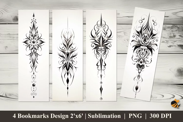 Simple Art Tattoos Bookmarks Sublimation Design