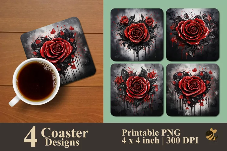 Mystical Roses Coaster Sublimation Designs